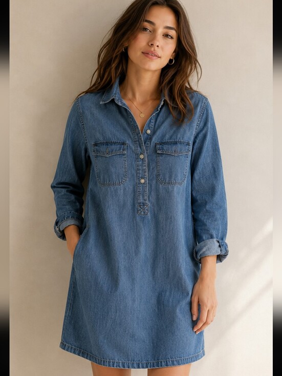 Old Navy Dresses & Skirts - 619-Old Navy Blue Long Sleeve‎ Denim Dress
